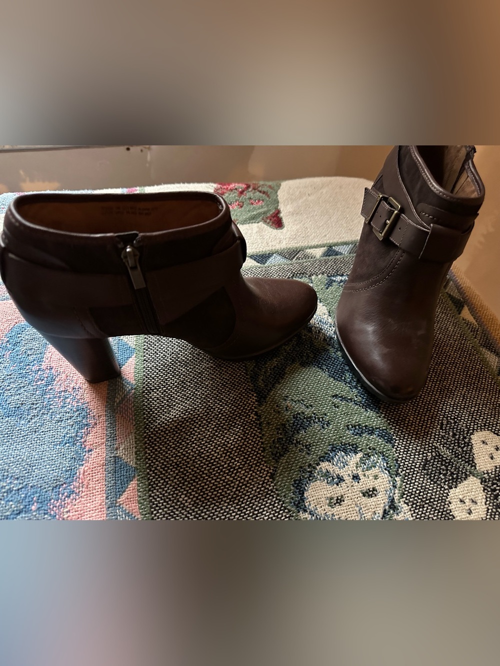 New Clark’s Women’s Brown Leather Ankle Boots with Buckle Detail